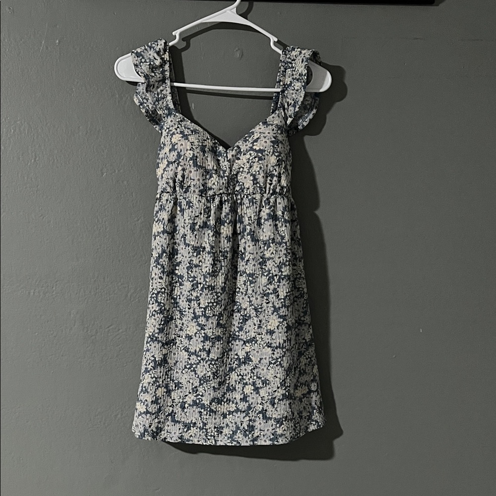 Eyeshadow Blue and White Floral Mini Dress